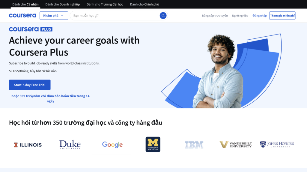 Cách đăng ký và bắt đầu học trên Coursera